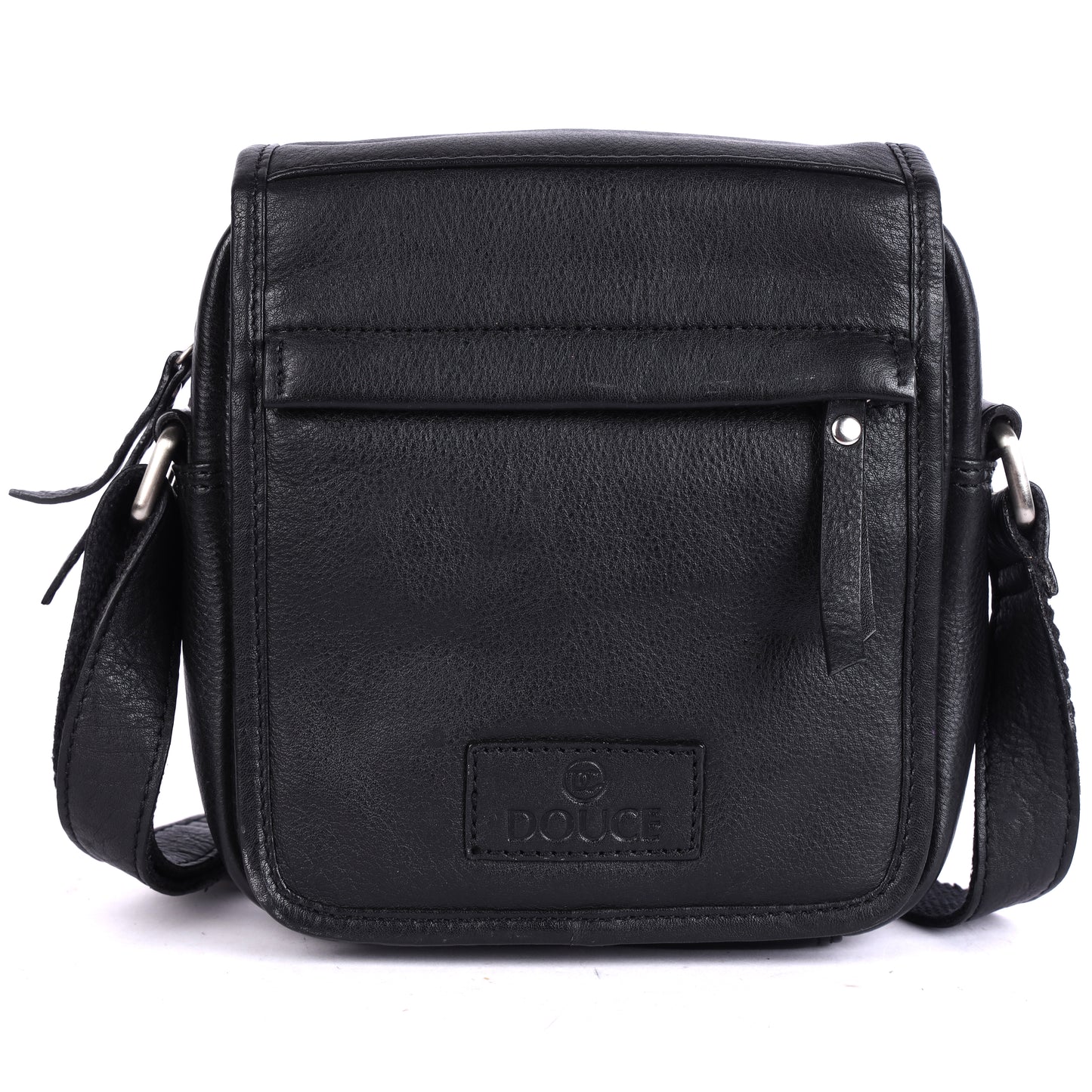 DOUCE Premium Leather Small Sling Bag for Men (Black)
