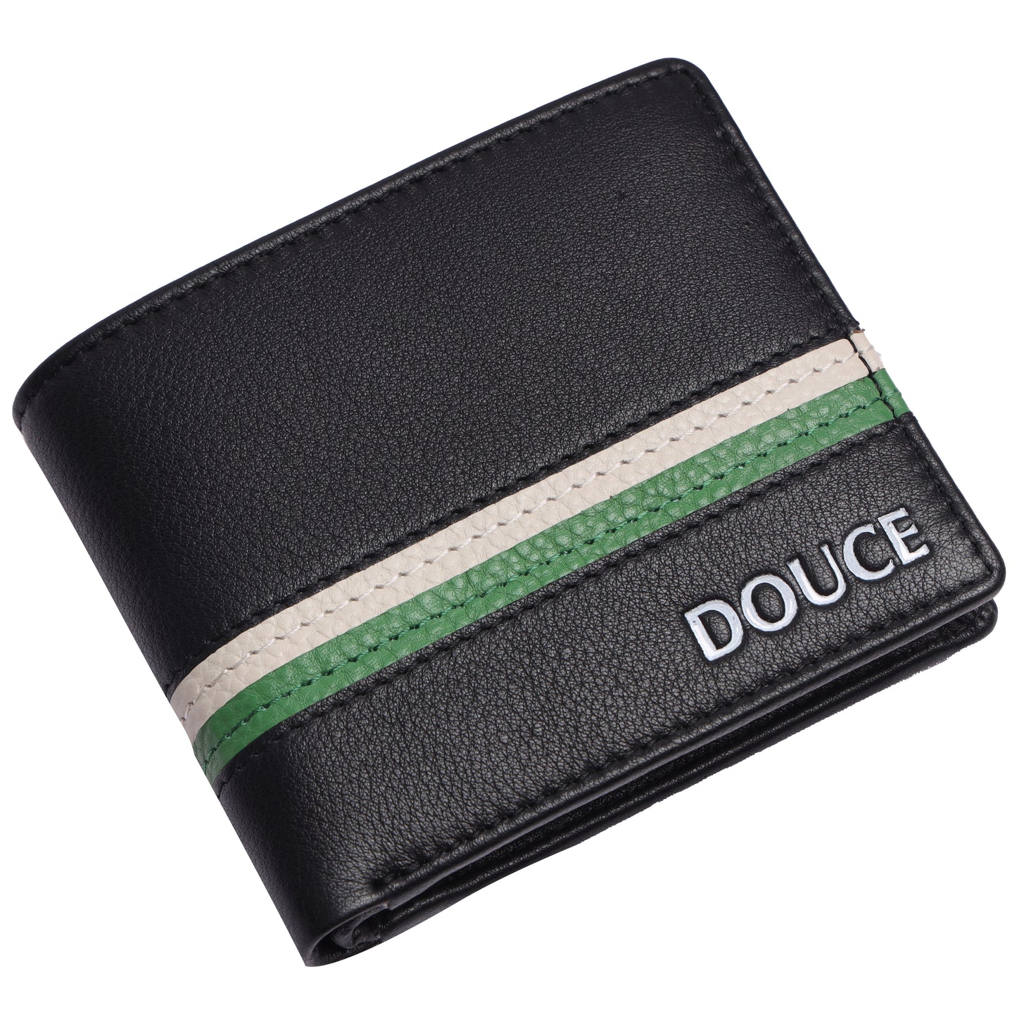 DOUCE Elite Stripe RFID Leather Wallet – Black & Blue Edition
