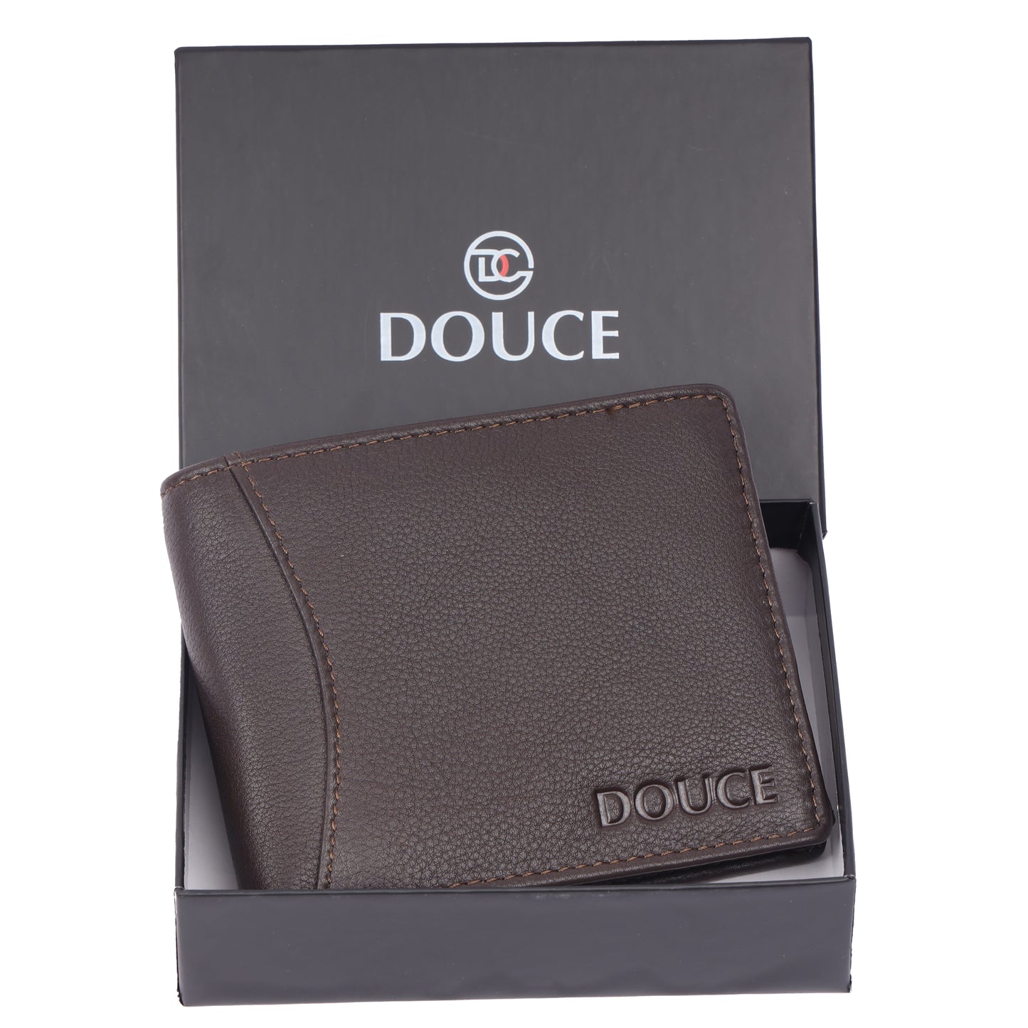 DOUCE Classy Brown Leather Wallet – RFID Protected, Premium Finish