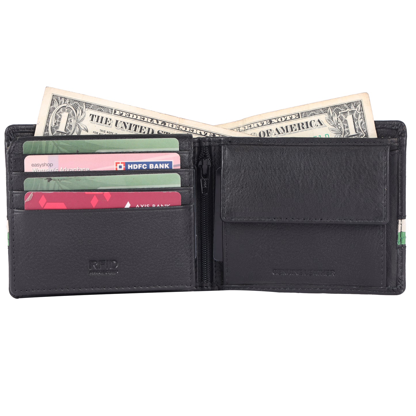 Douce Premium RFID Leather Wallet with Tricolor Stripe for Men