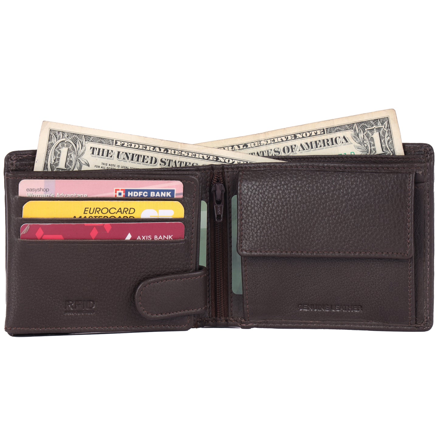 DOUCE Classy Brown Leather Wallet – RFID Protected, Premium Finish