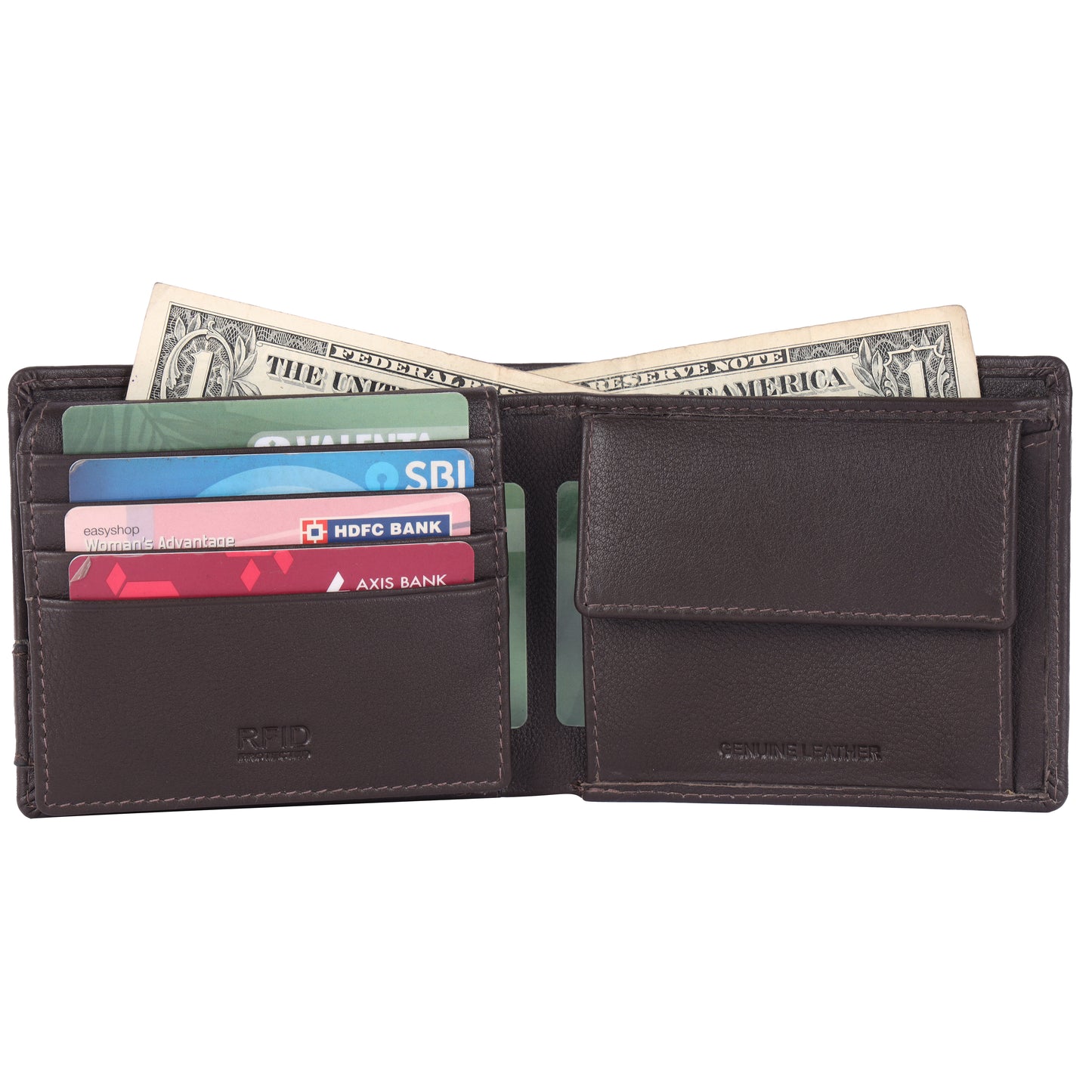 DOUCE Genuine Leather Belt & RFID Wallet Combo (Brandy Brown)