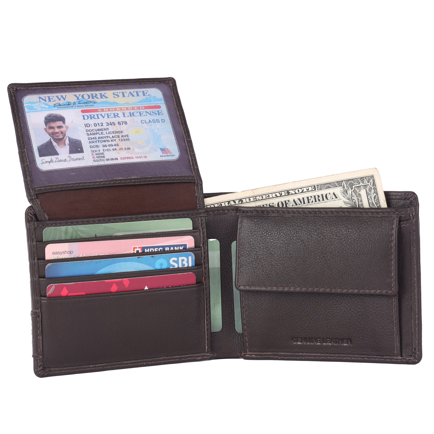 DOUCE Genuine Leather Belt & RFID Wallet Combo (Brandy Brown)