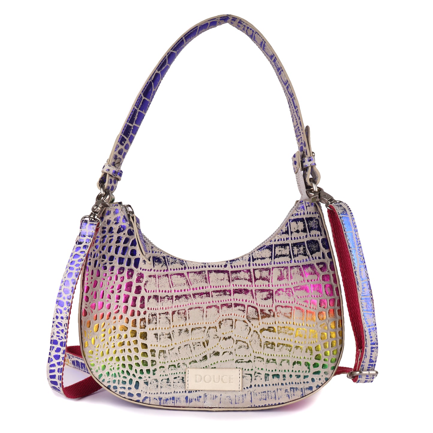 Douce Croco-Print Hunter Leather Shoulder Bag For Women