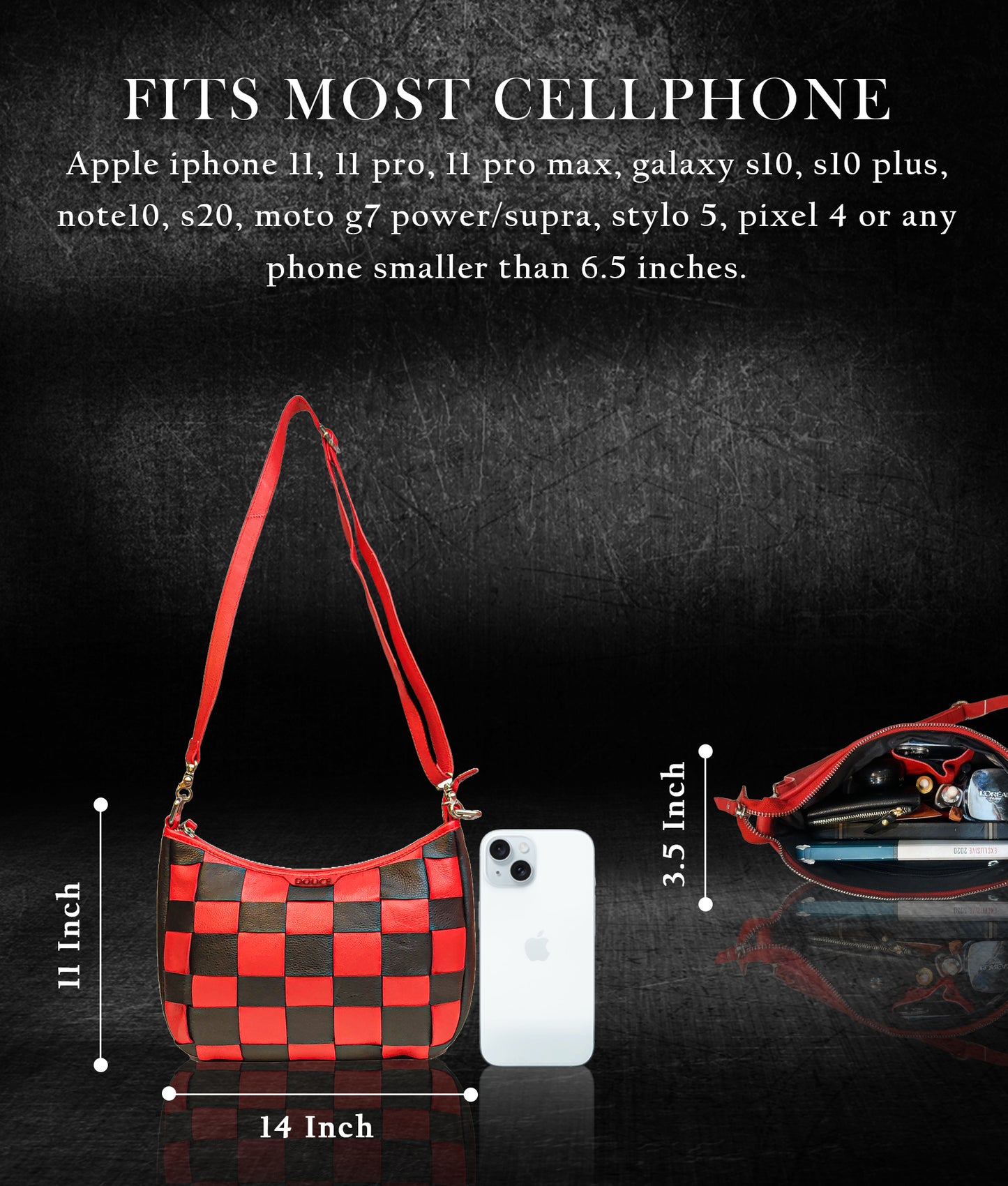 Stylish Ladies Hobo Bag – Red & Black | Douce