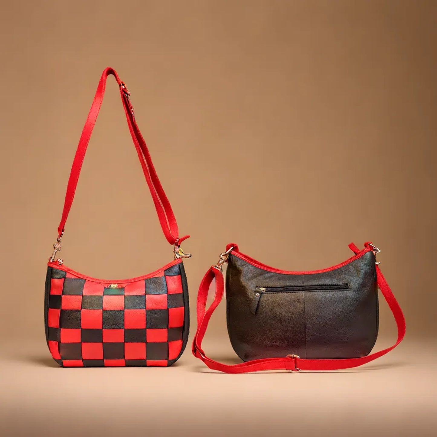 Stylish Ladies Hobo Bag – Red & Black | Douce