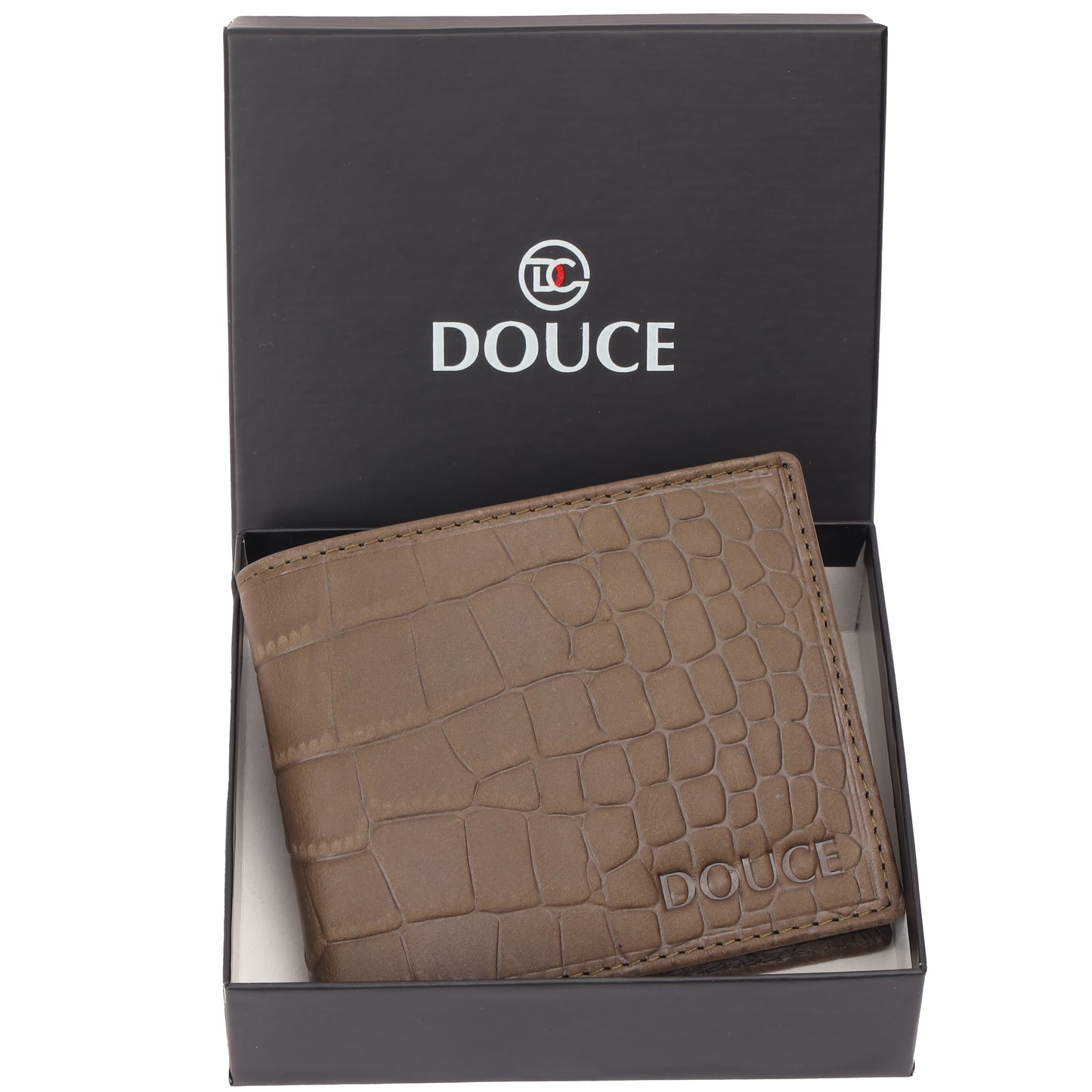 Olive Green Croco Print RFID Genuine Leather Men's Wallet