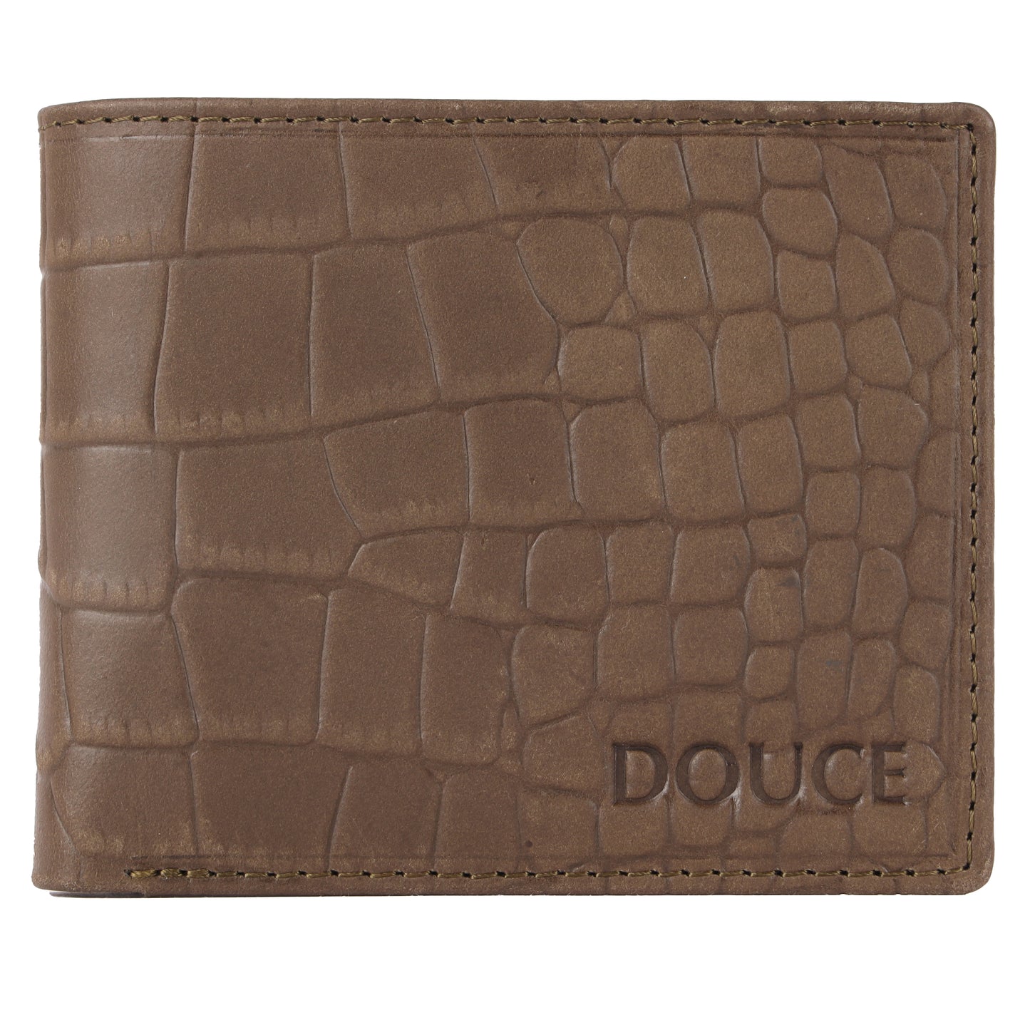 Olive Green Croco Print RFID Genuine Leather Men's Wallet