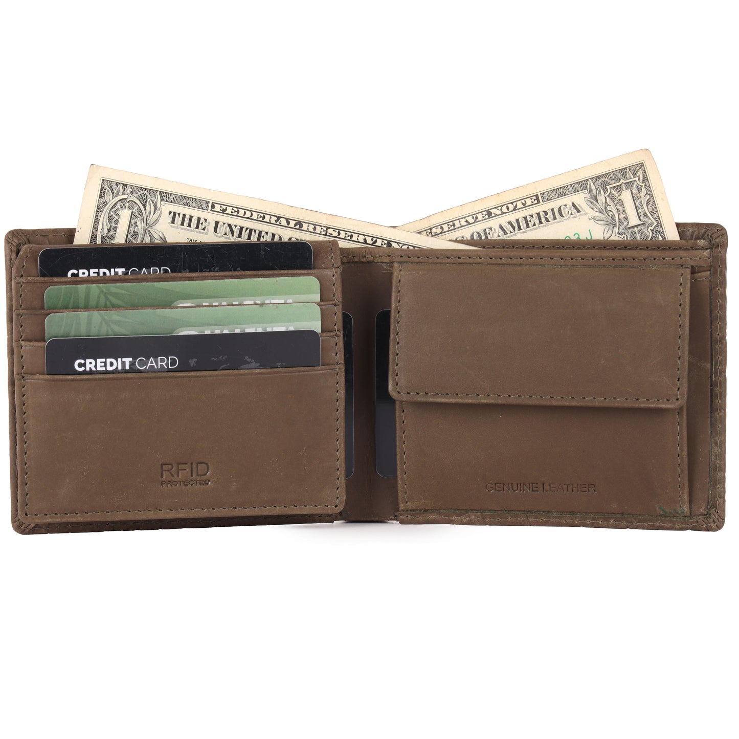 Olive Green Croco Print RFID Genuine Leather Men's Wallet