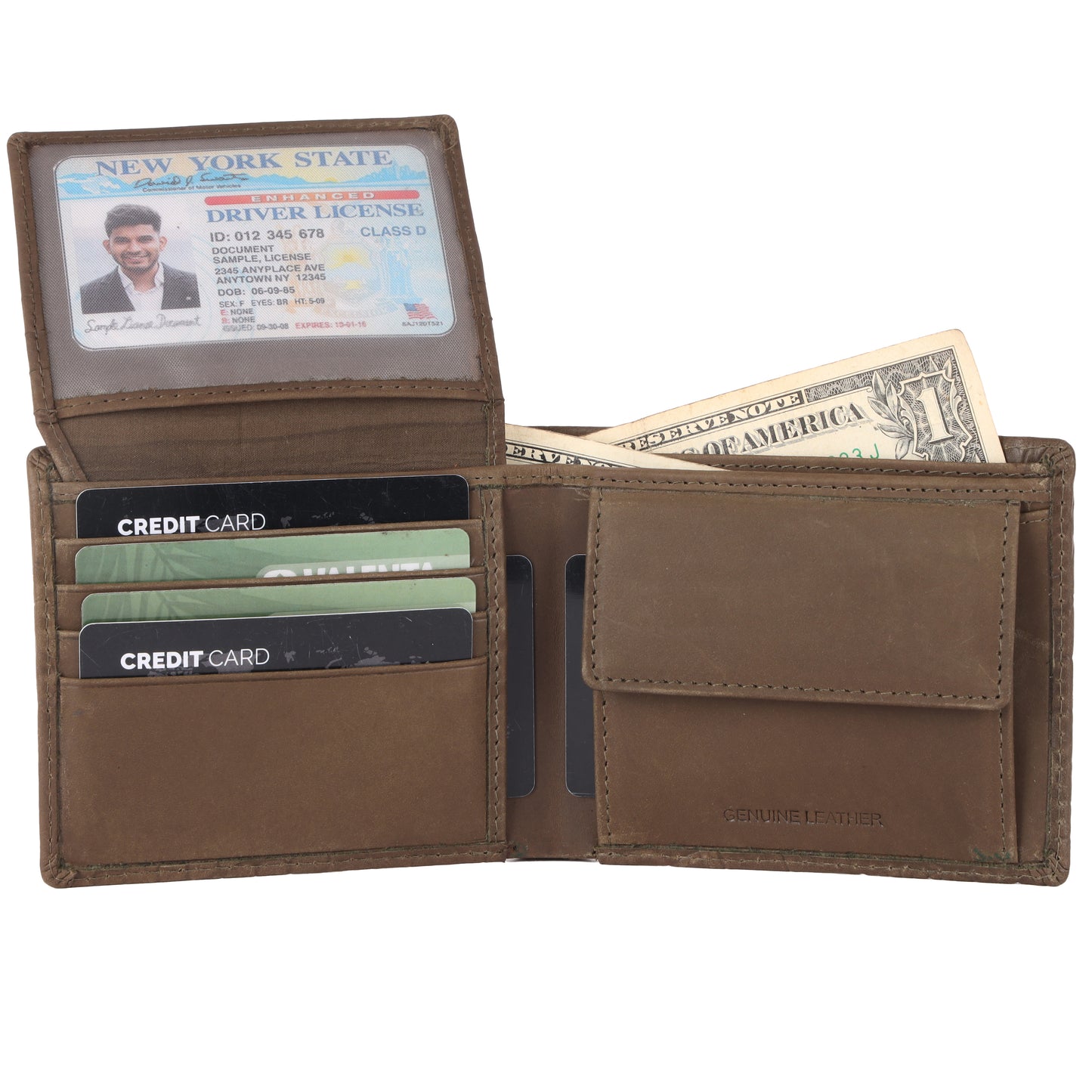 Olive Green Croco Print RFID Genuine Leather Men's Wallet