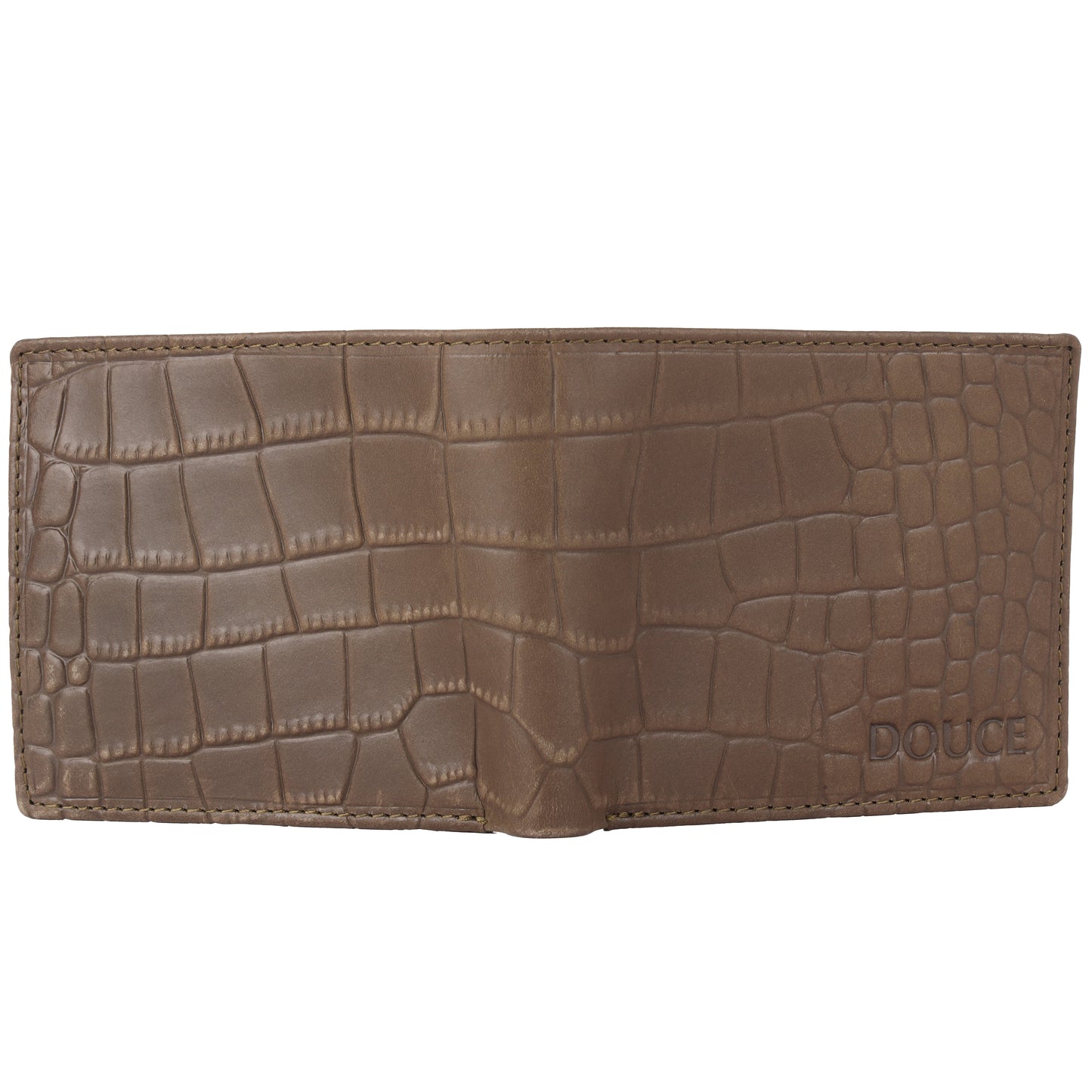 Olive Green Croco Print RFID Genuine Leather Men's Wallet