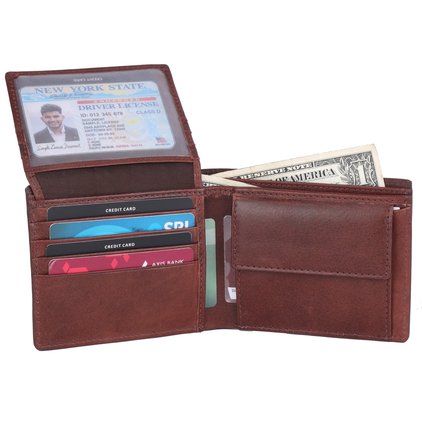 DOUCE Men's RFID Protected Leather Wallet – Brown