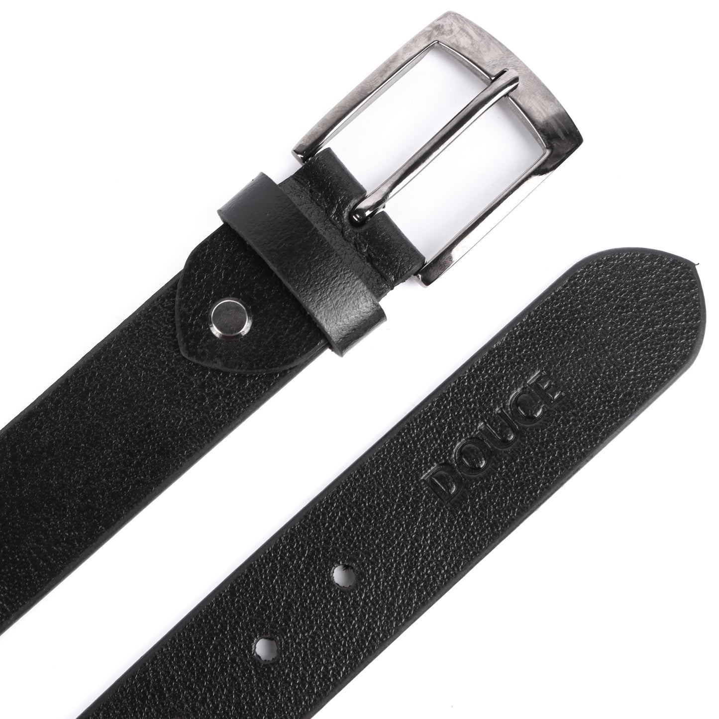 DOUCE Men's Genuine Leather Gift Set – Belt & Wallet (Black)