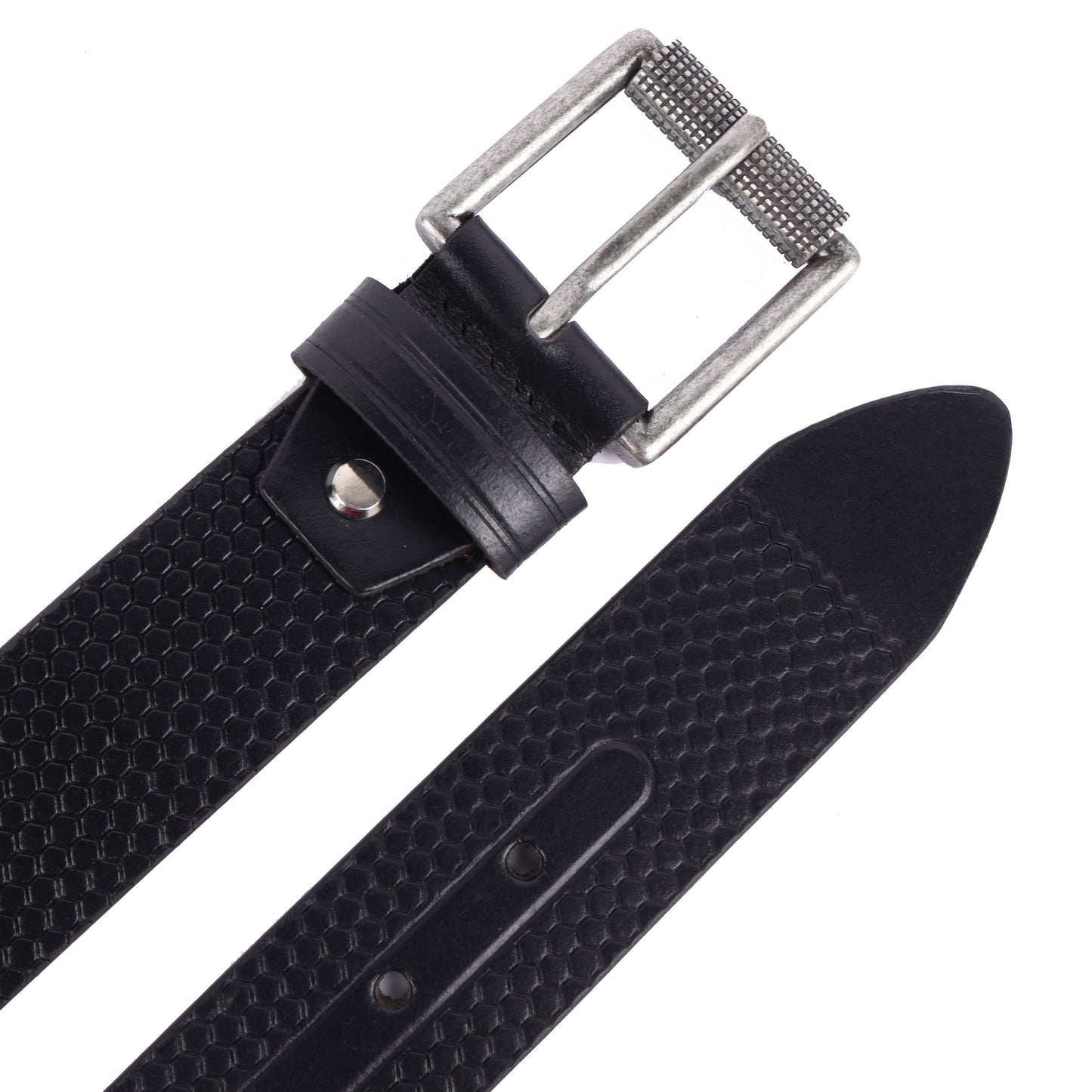 Douce Premium Genuine Leather Belt for Men – Black with Honeycomb Texture