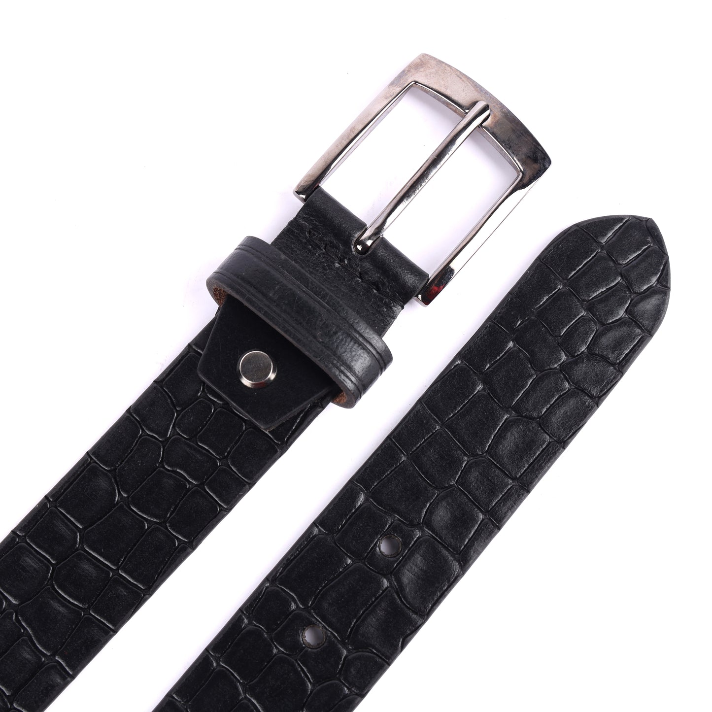 Douce Premium Genuine Leather Belt for Men in Black Croco Print