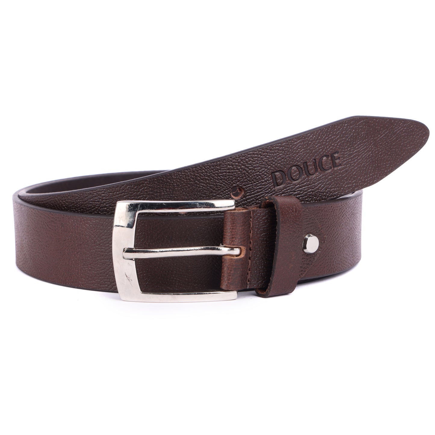 DOUCE Genuine Leather Belt & RFID Wallet Combo (Brandy Brown)
