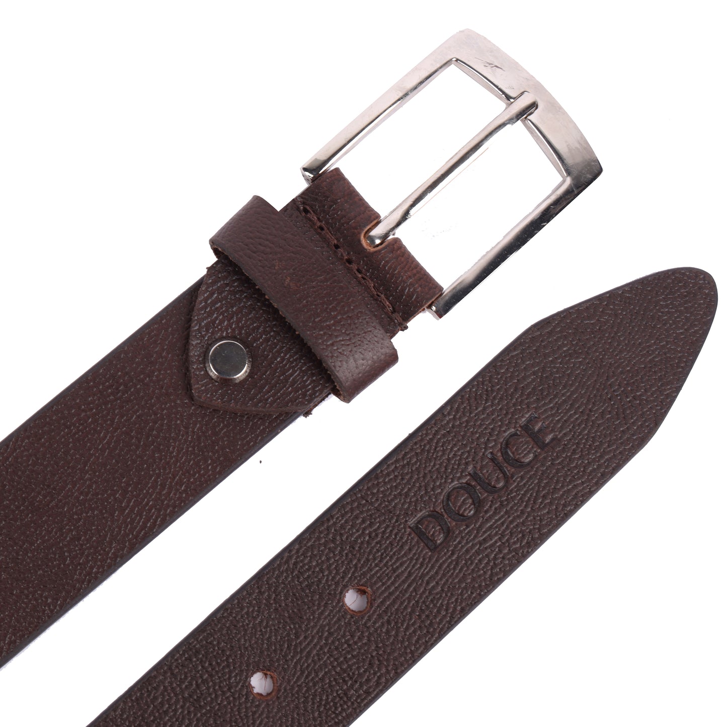 DOUCE Genuine Leather Belt & RFID Wallet Combo (Brandy Brown)