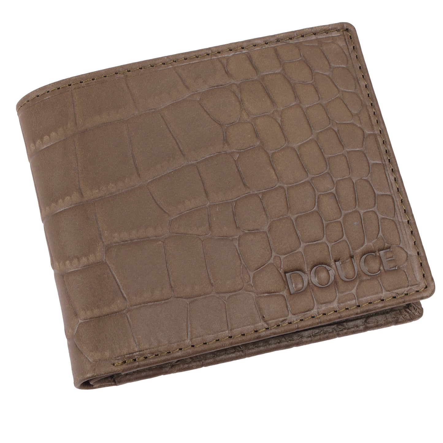 Olive Green Croco Print RFID Genuine Leather Men's Wallet