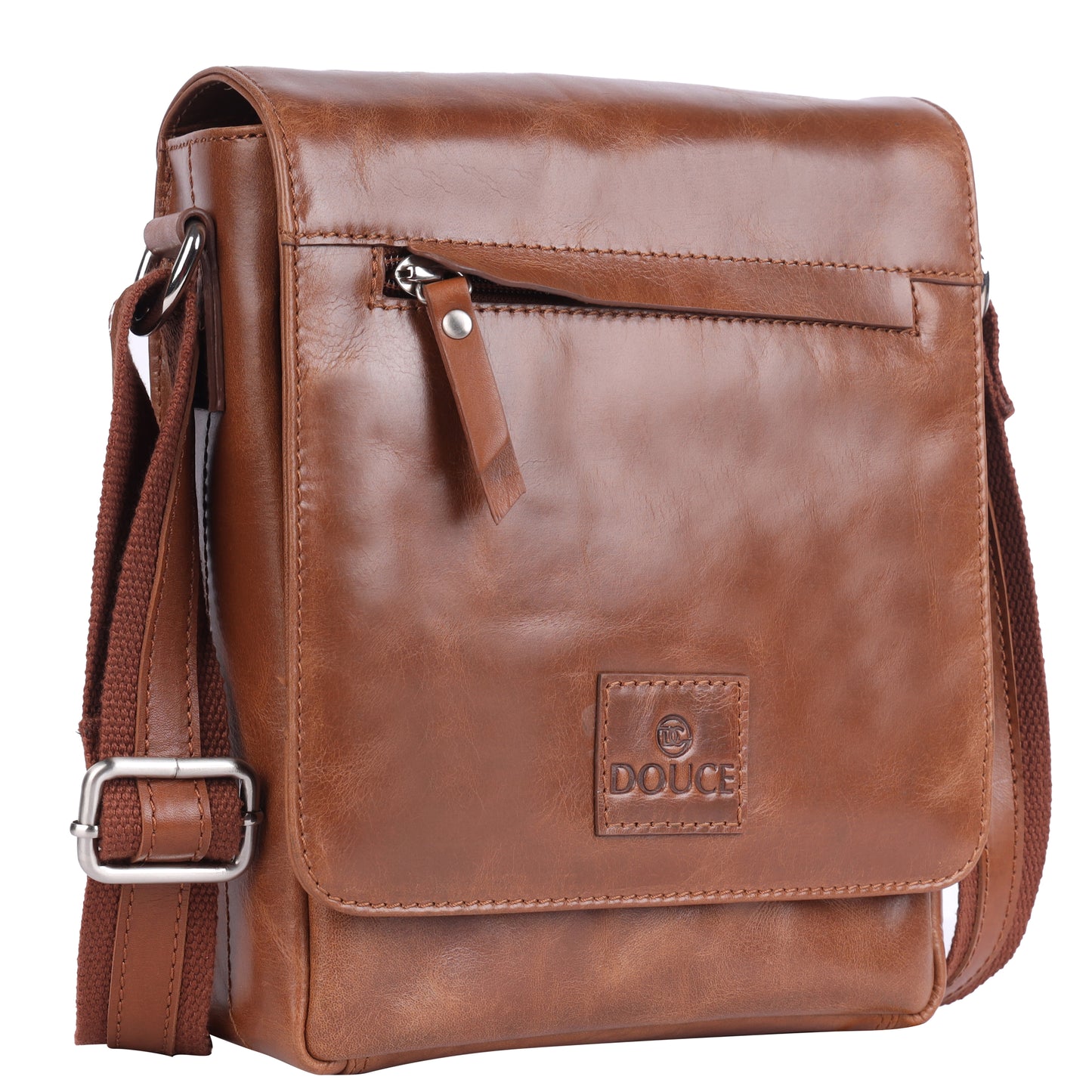 DOUCE Men’s Genuine Leather Sling Messenger Bag