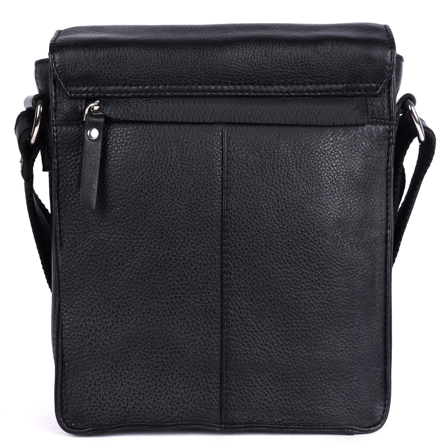 DOUCE Men’s Genuine Leather Sling Messenger Bag (Black)