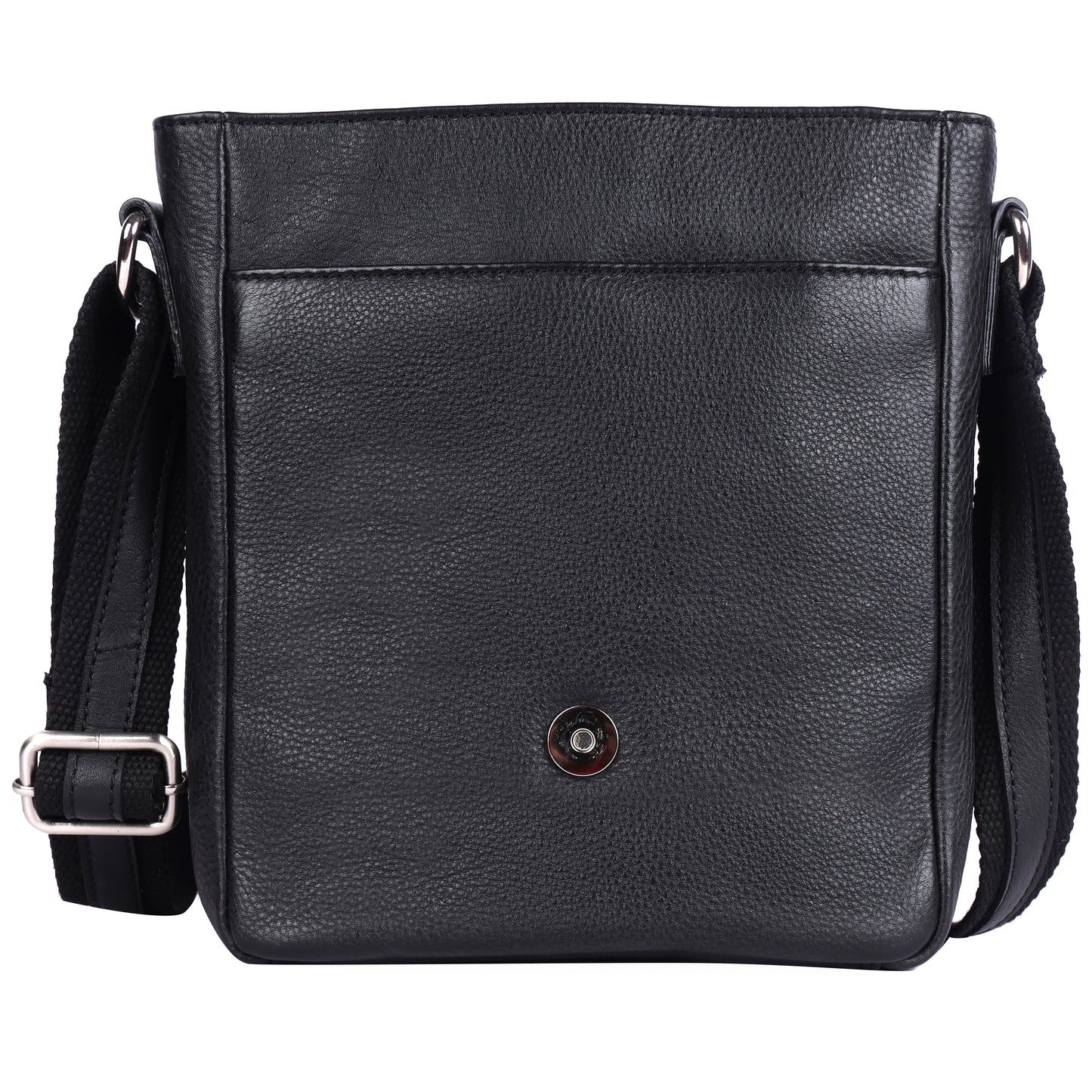 DOUCE Men’s Genuine Leather Sling Messenger Bag (Black)