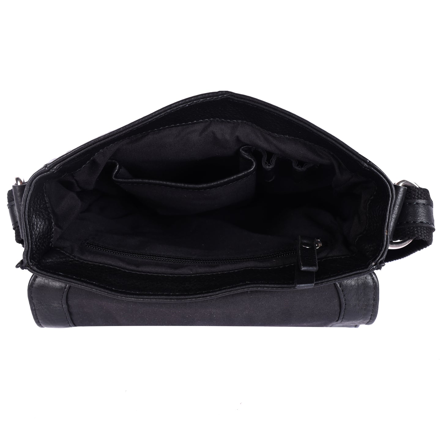 DOUCE Men’s Genuine Leather Sling Messenger Bag (Black)