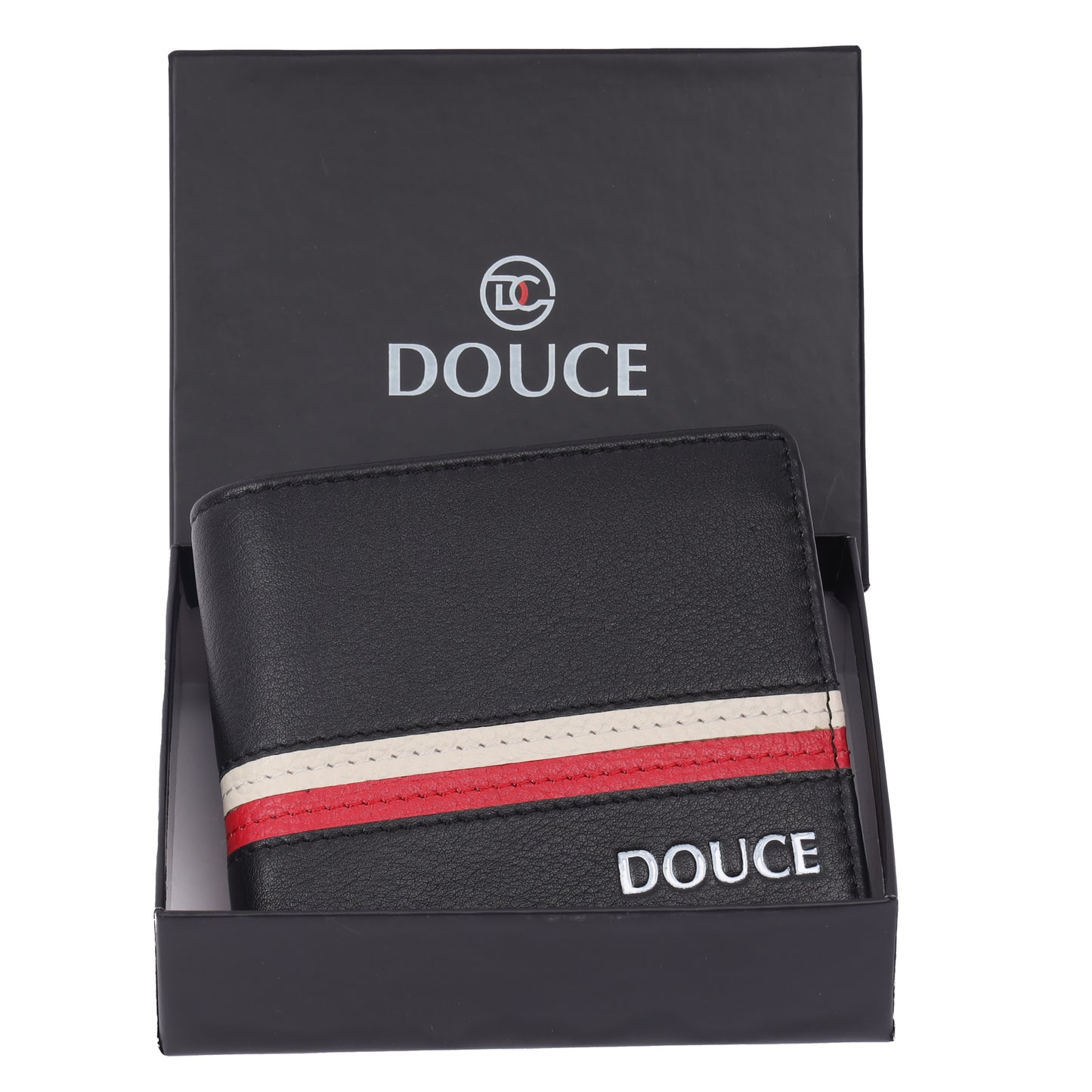 Men's Stripe Accent Leather Wallet – RFID Protected | DOUCE