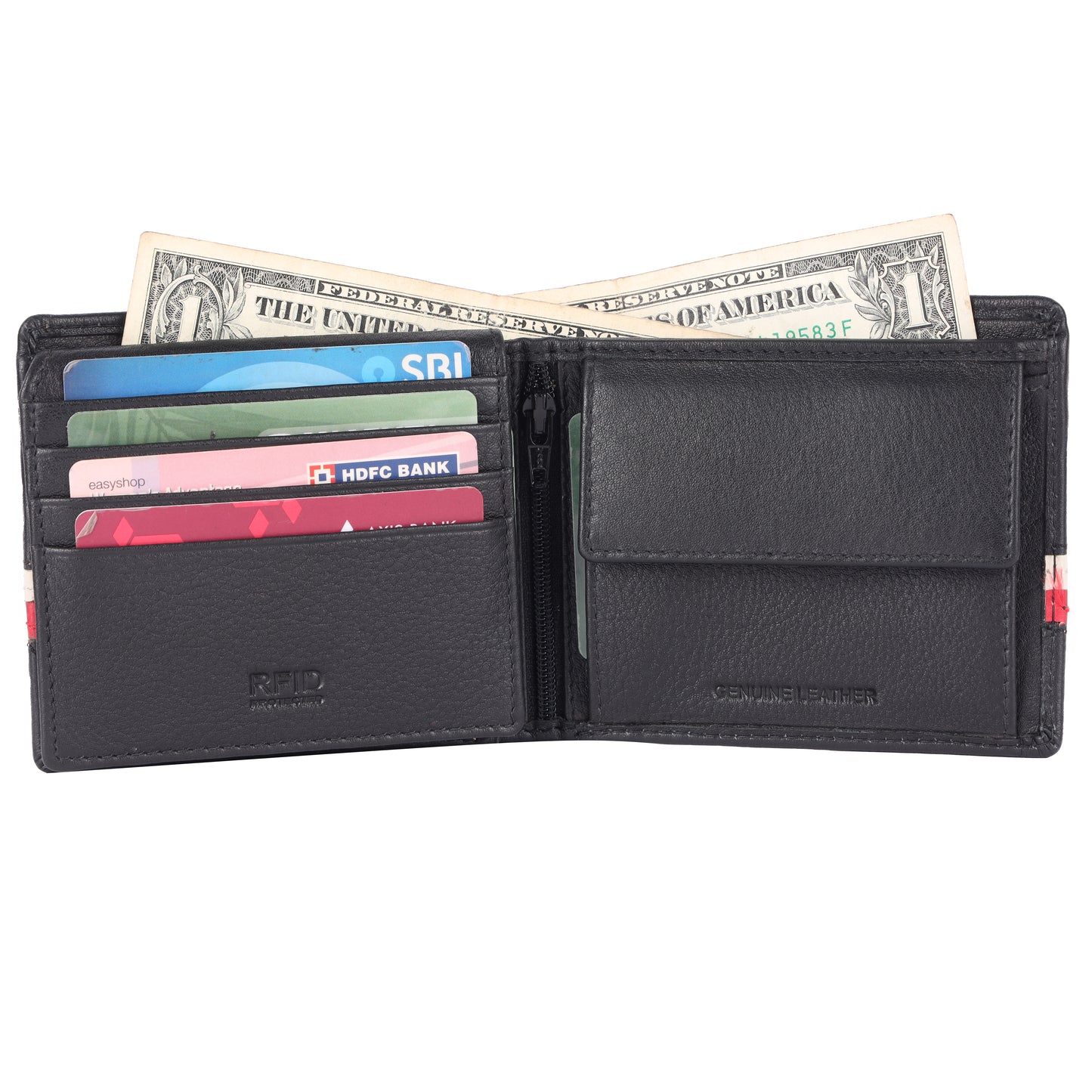 Men's Stripe Accent Leather Wallet – RFID Protected | DOUCE