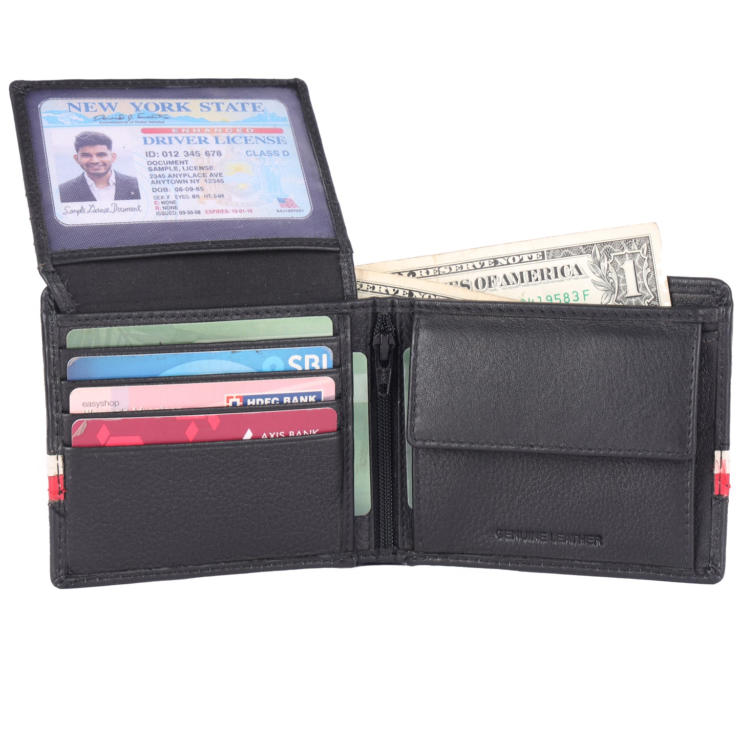 Men's Stripe Accent Leather Wallet – RFID Protected | DOUCE
