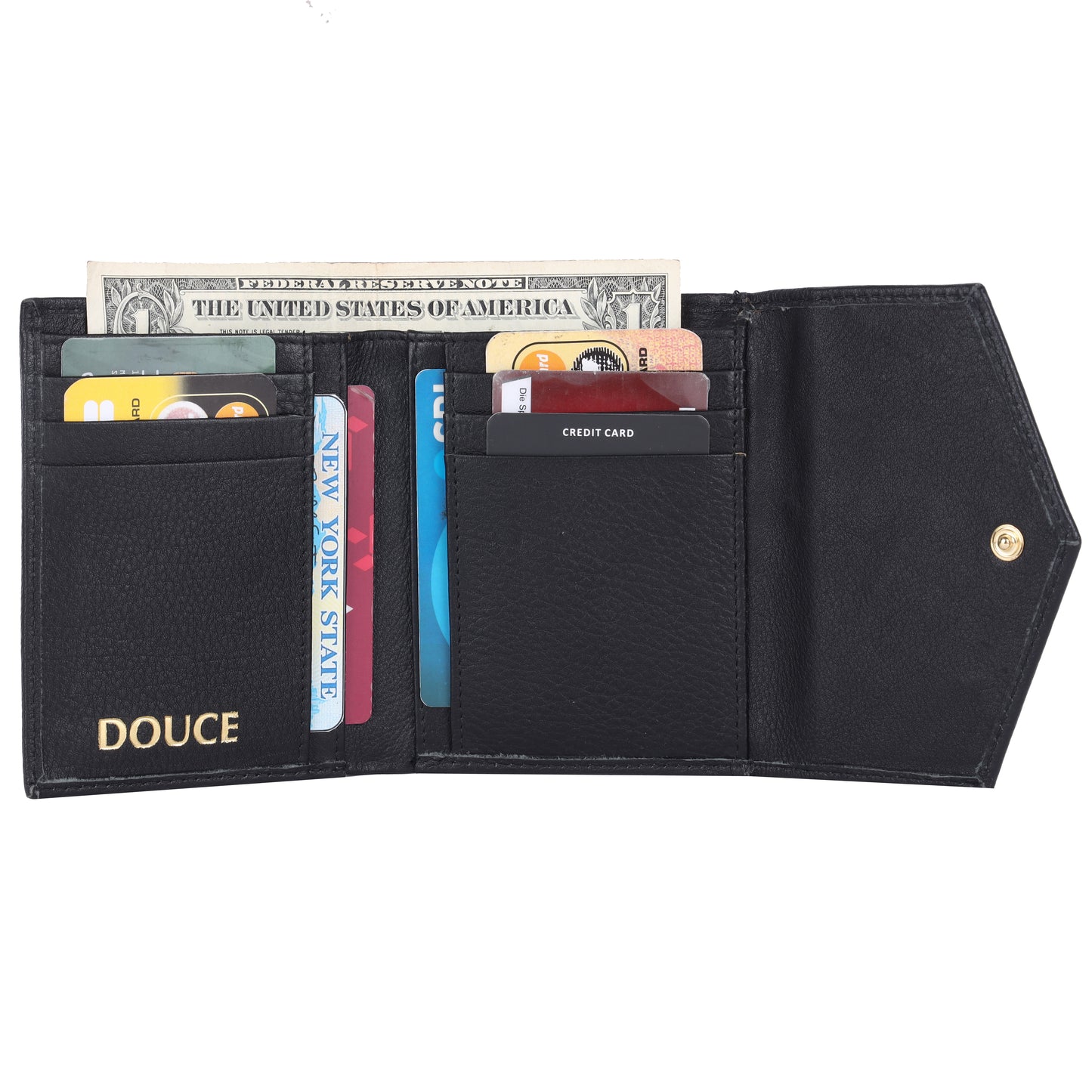 Genuine Leather Women's Wallet – Gold Hardware & Magnetic Closure