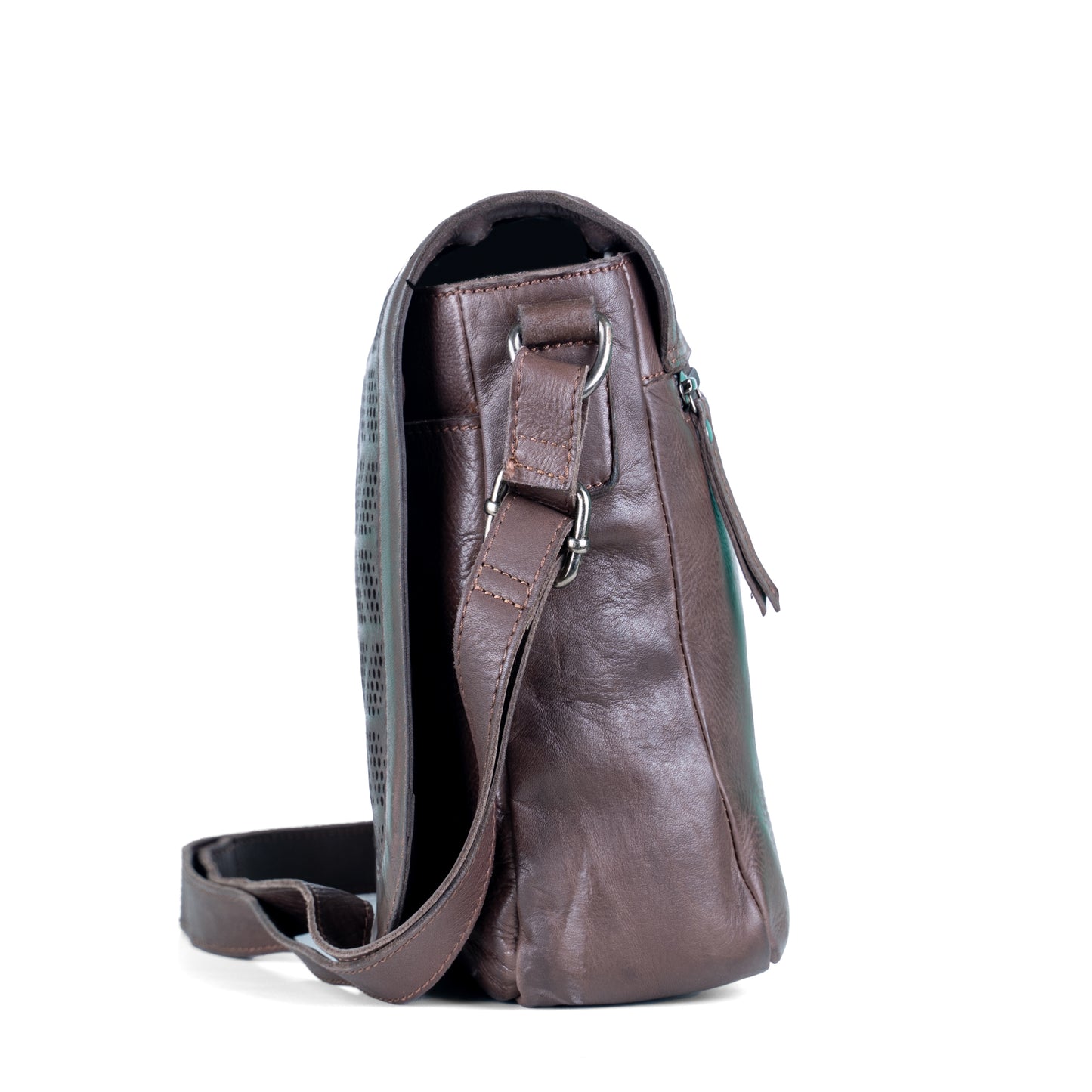 Antique Wash Laser Design Leather Sling Bag – Elegant & Functional