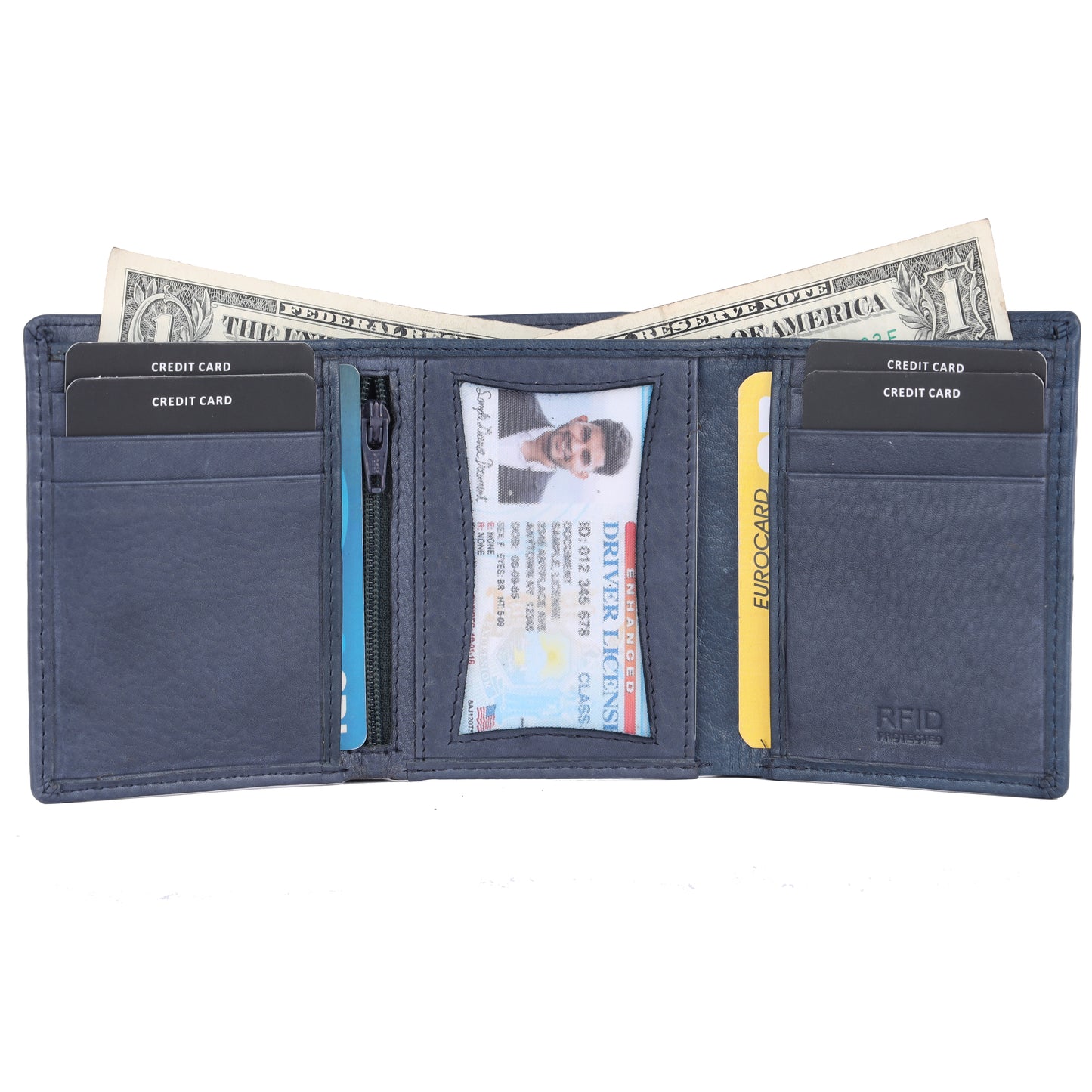 DOUCE Men Tri-Fold Wallet – Navy Blue