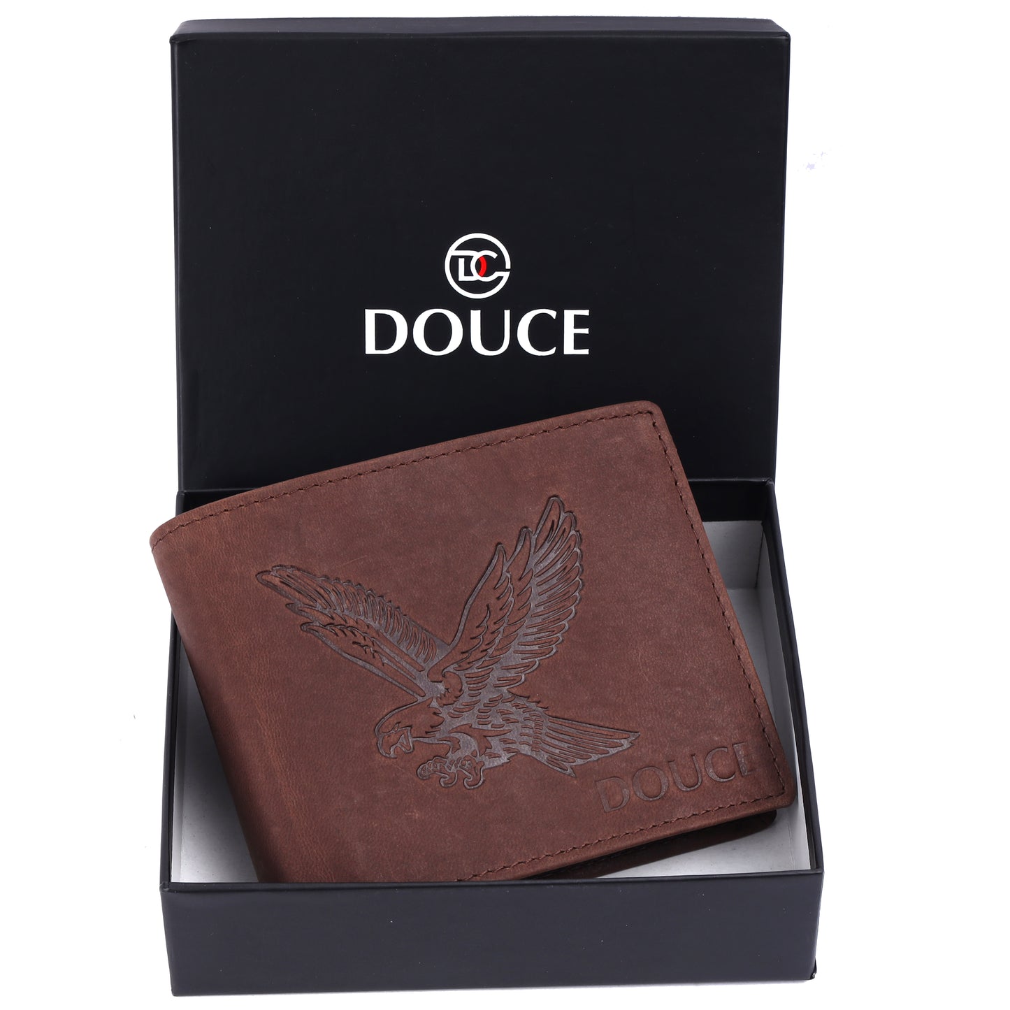 DOUCE Classy Vintage Leather Wallet – RFID Protected (Eagle Embossed Design)