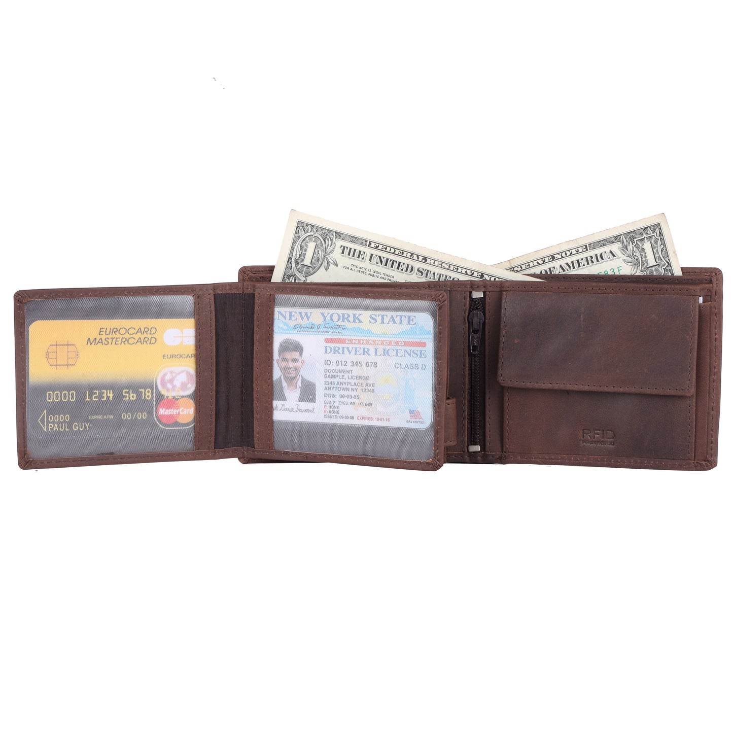 DOUCE Classy Vintage Leather Wallet – RFID Protected (Eagle Embossed Design)