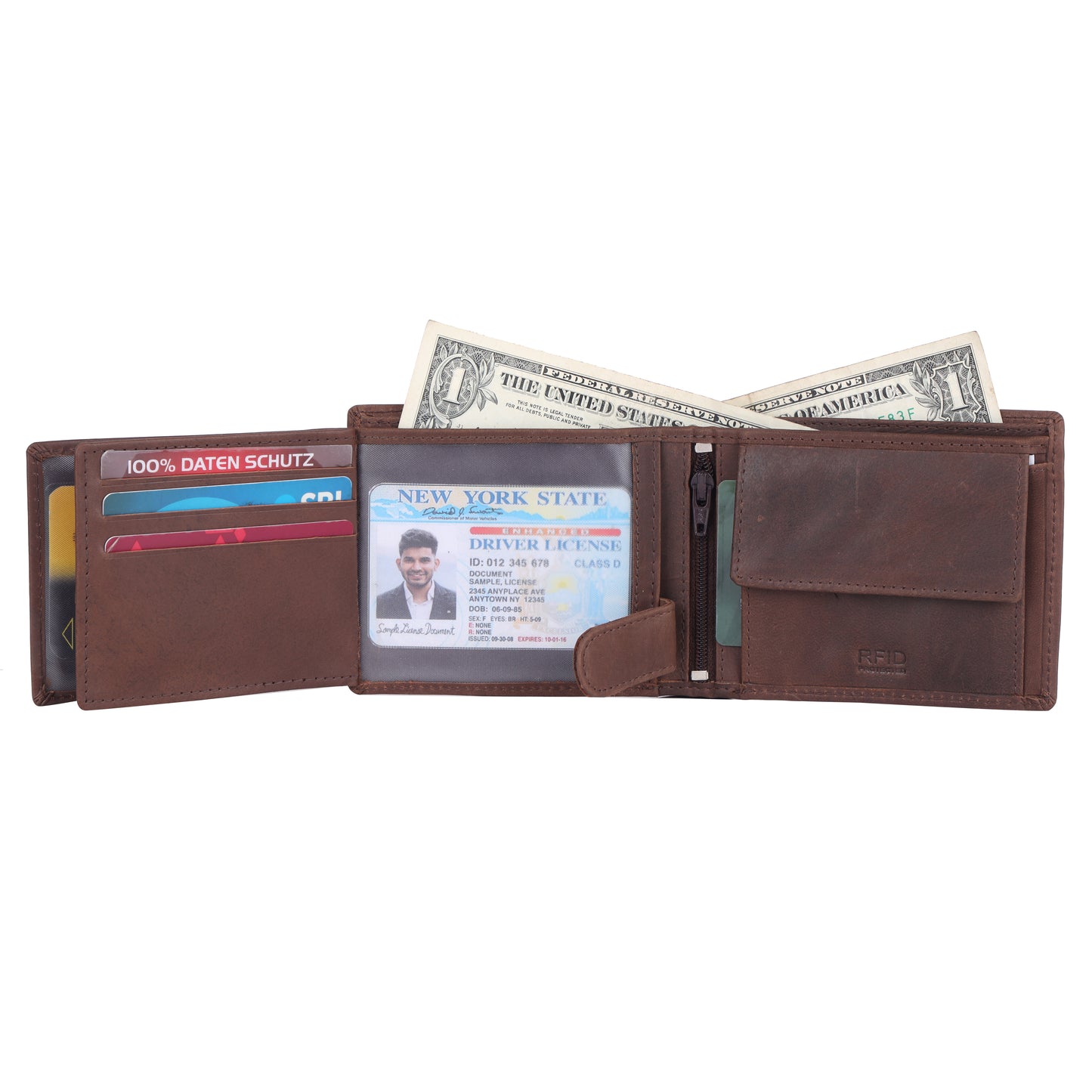 DOUCE Classy Vintage Leather Wallet – RFID Protected (Eagle Embossed Design)