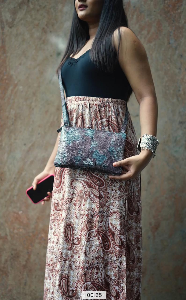 Douce Elegant Genuine Leather Crossbody Bag For Women (Marbel Print)