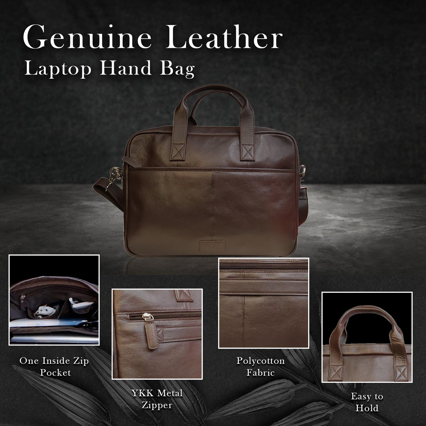 DOUCE Unisex Genuine Leather Laptop Bag (15.6")