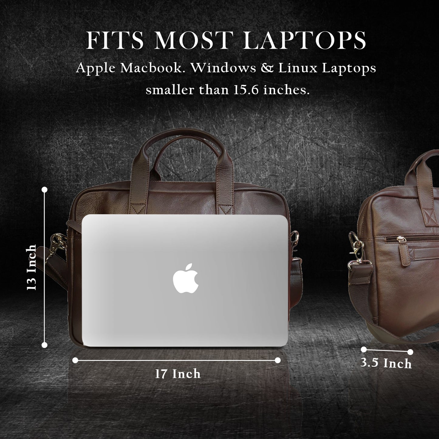 DOUCE Unisex Genuine Leather Laptop Bag (15.6")