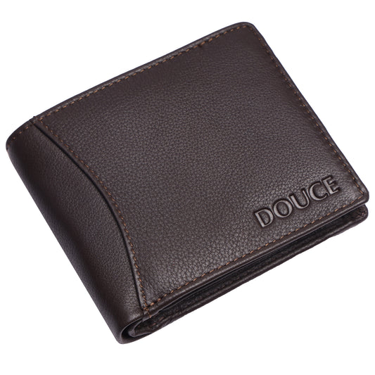 DOUCE Classy Brown Leather Wallet – RFID Protected, Premium Finish