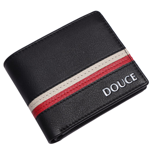 Men's Stripe Accent Leather Wallet – RFID Protected | DOUCE