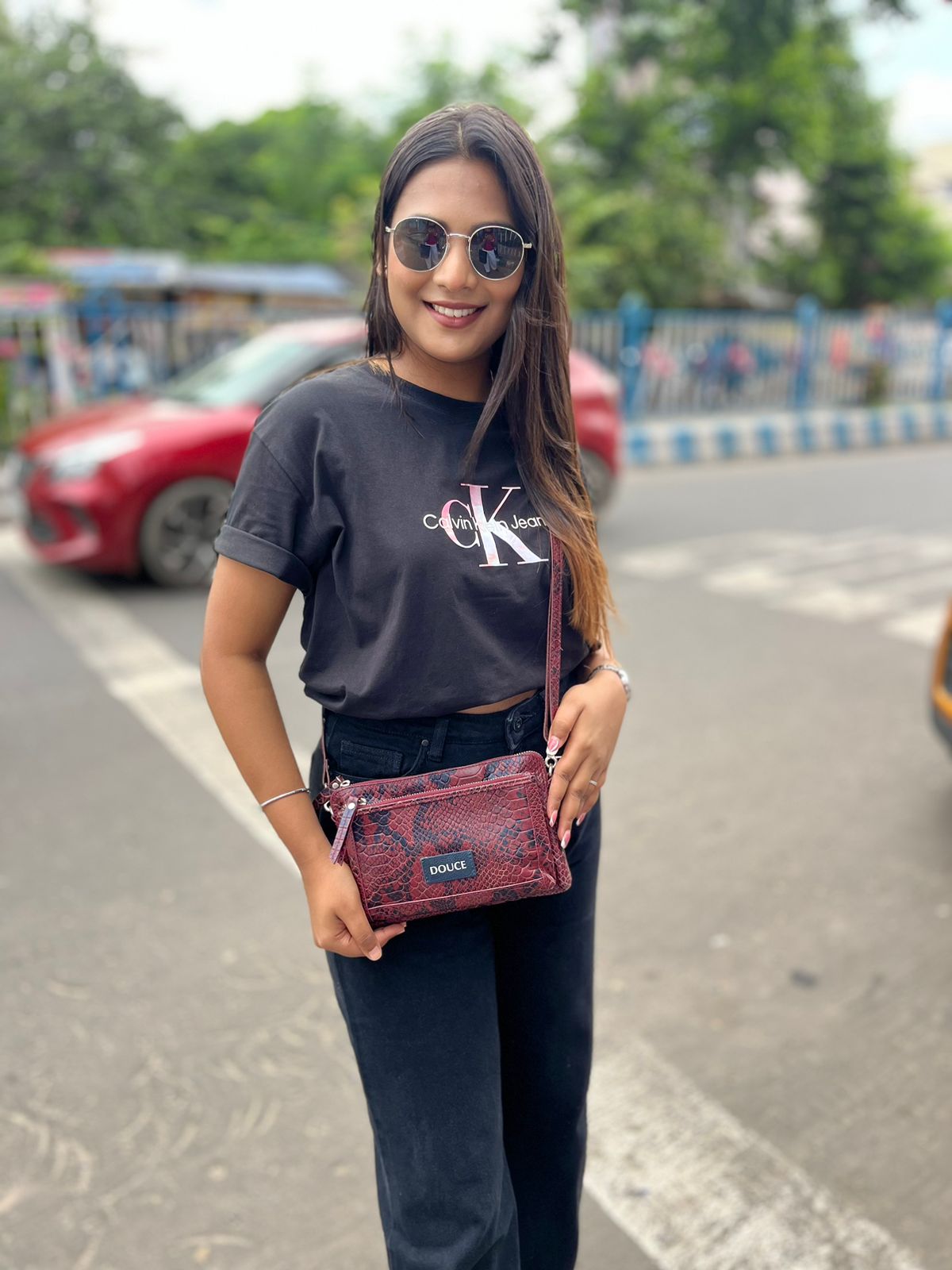3D Croco Ladies Sling Bag – Genuine Leather